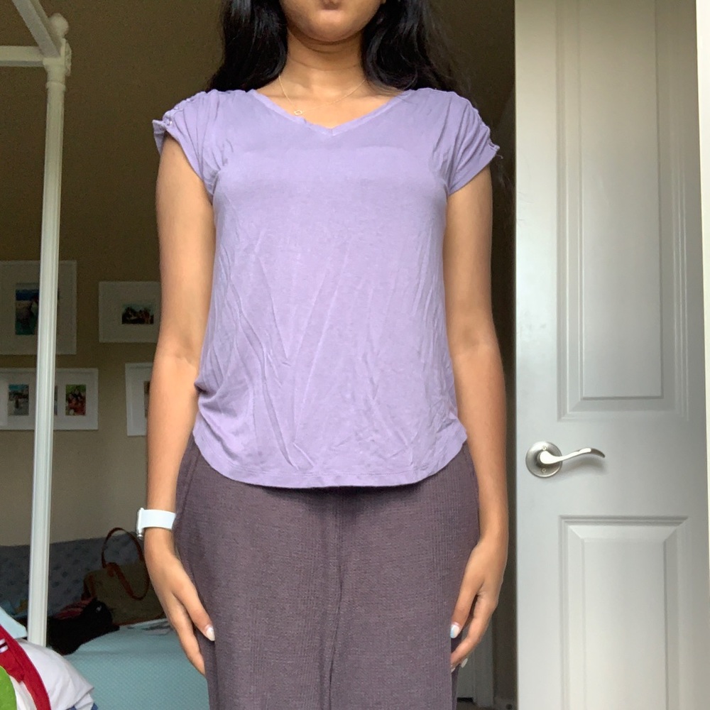 Lilac top with metal arm detail